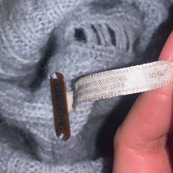 Free People Sweater Complex Cable Turtleneck blue boho $138 knit spring classic - Picture 5 of 8